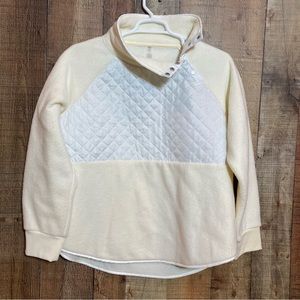 "PULLOVER WOMENS FEECE ASYMMETRICAL BUTTONS  WAFFLE PRINT UPPER CREAM SZ XXL